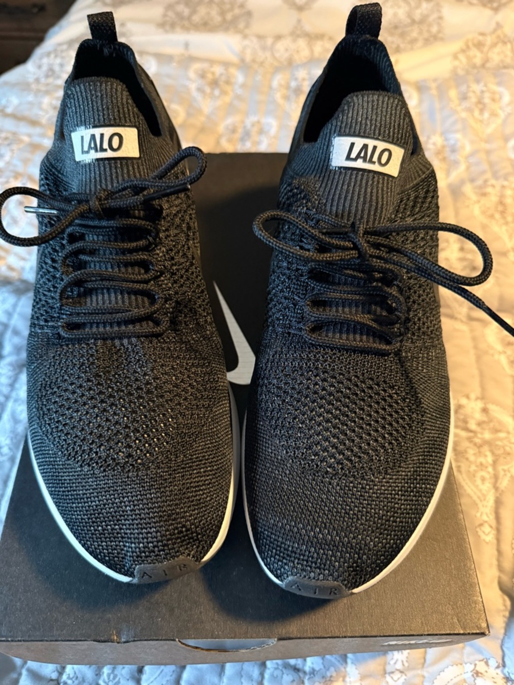 Nike iD Men's Black FlyKnit Trainer Athletic Sneakers Custom “LALO” Size 9.5